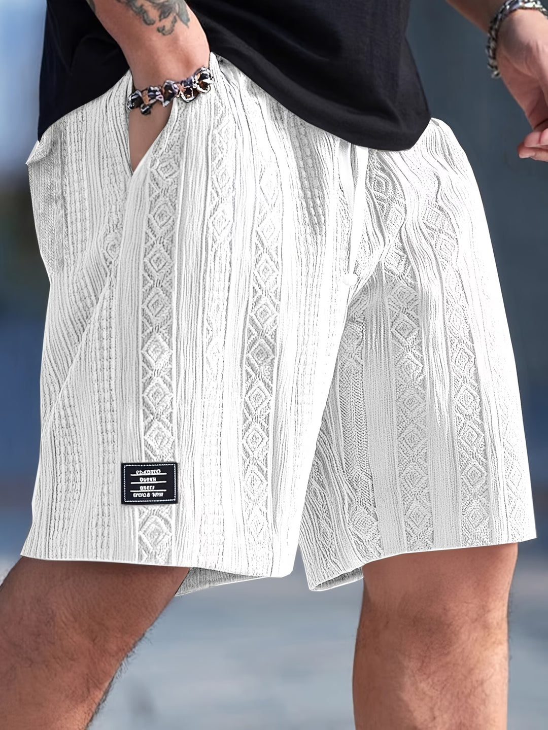 Conall | Classic Geometric Knit Drawstring Shorts