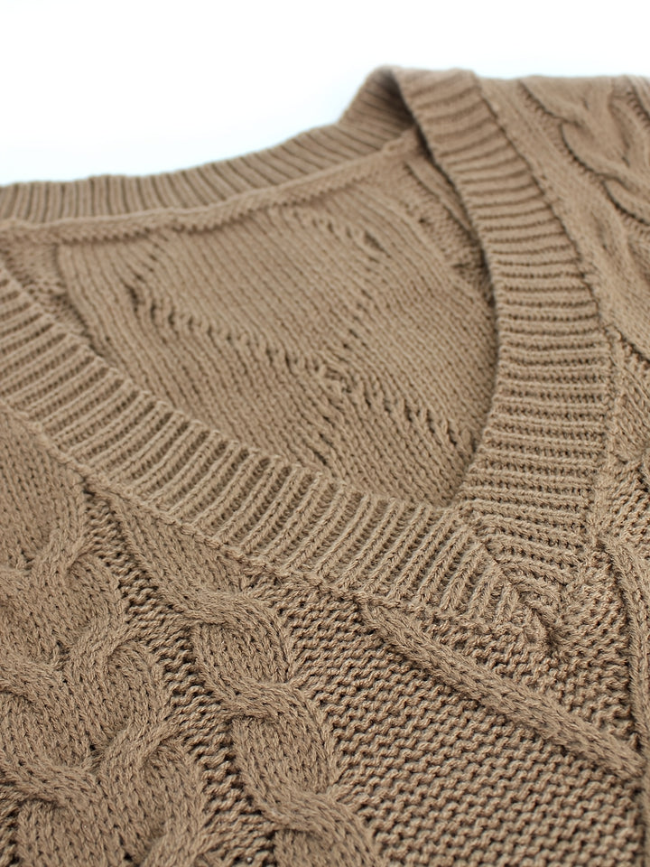 Colleen | Cable-Knit V-Neck Sweater Vest