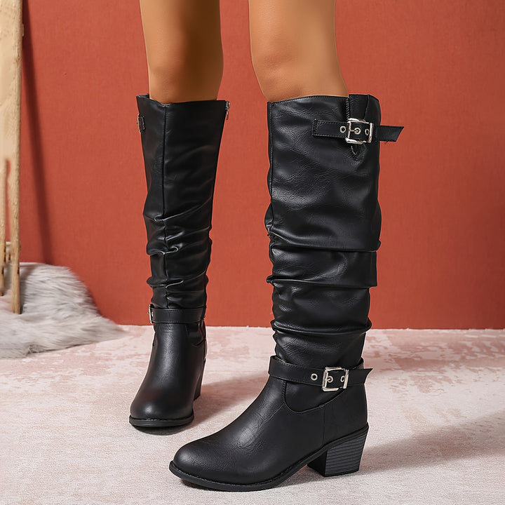 Rosalind | Slouch Buckle Knee-High Boots