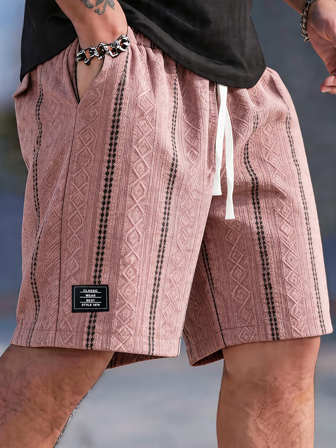 Conall | Classic Geometric Knit Drawstring Shorts
