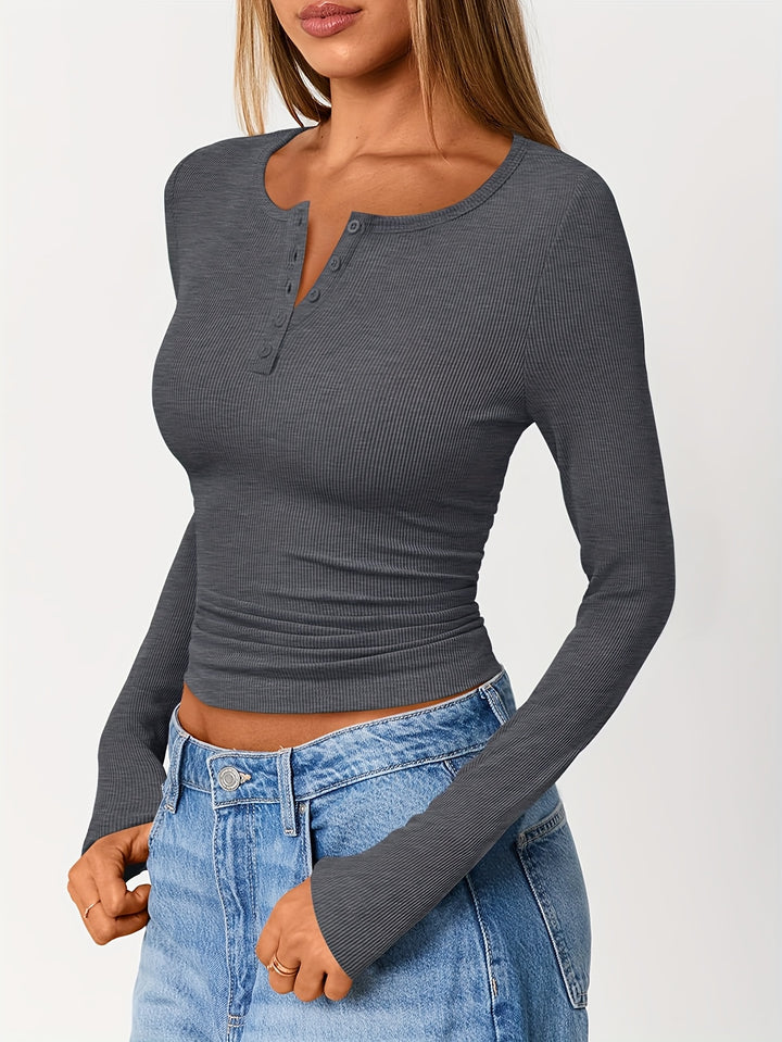 Brynn | Fitted Button Henley Top