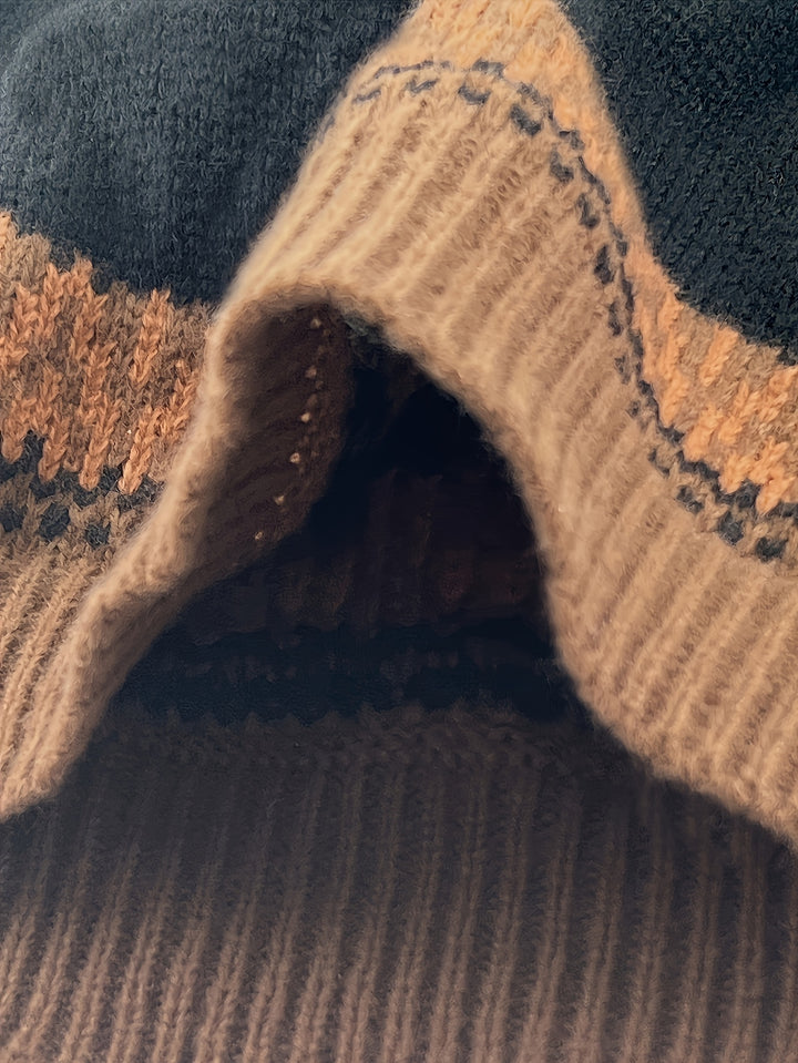 Sylvia | Chunky Jacquard Round Neck Sweater