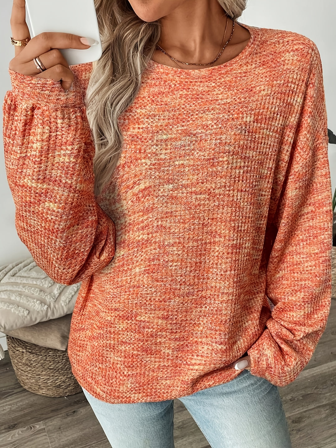 Greta | Relaxed Waffle-Knit Sweater