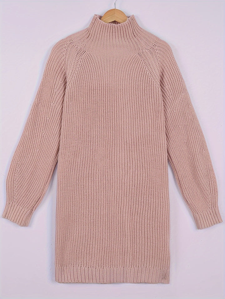 Verity | Cosy Half-Turtleneck Ribbed Dress