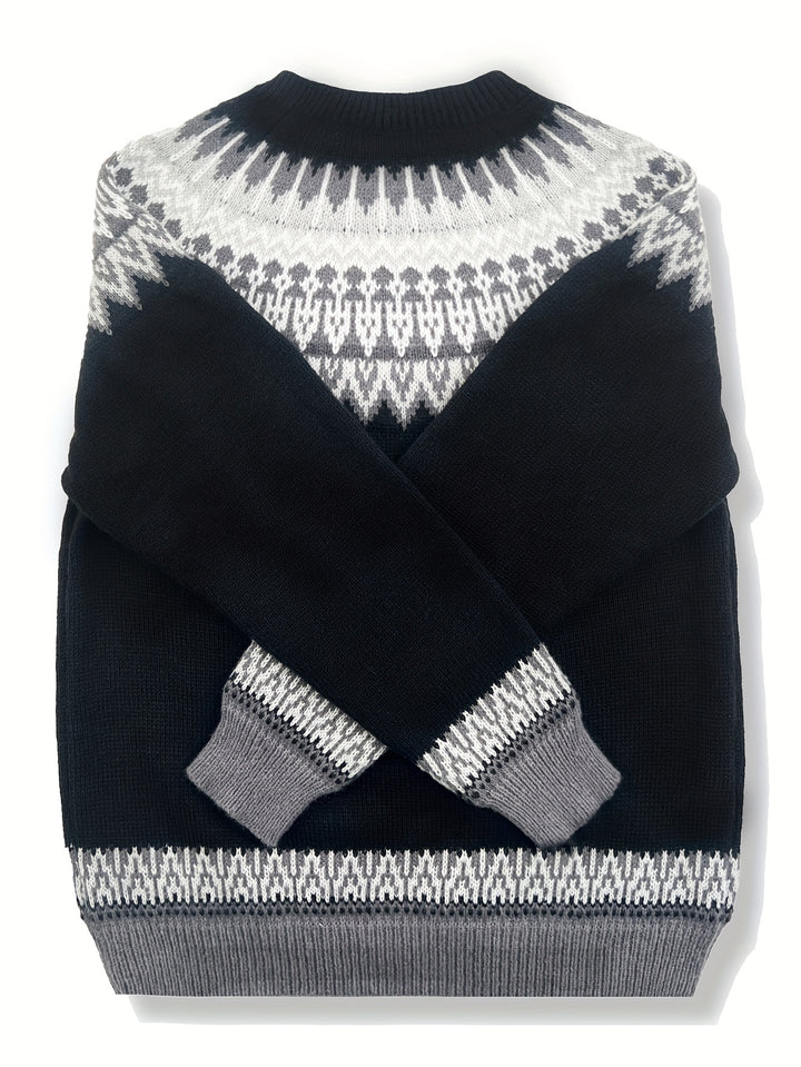 Sylvia | Chunky Jacquard Round Neck Sweater