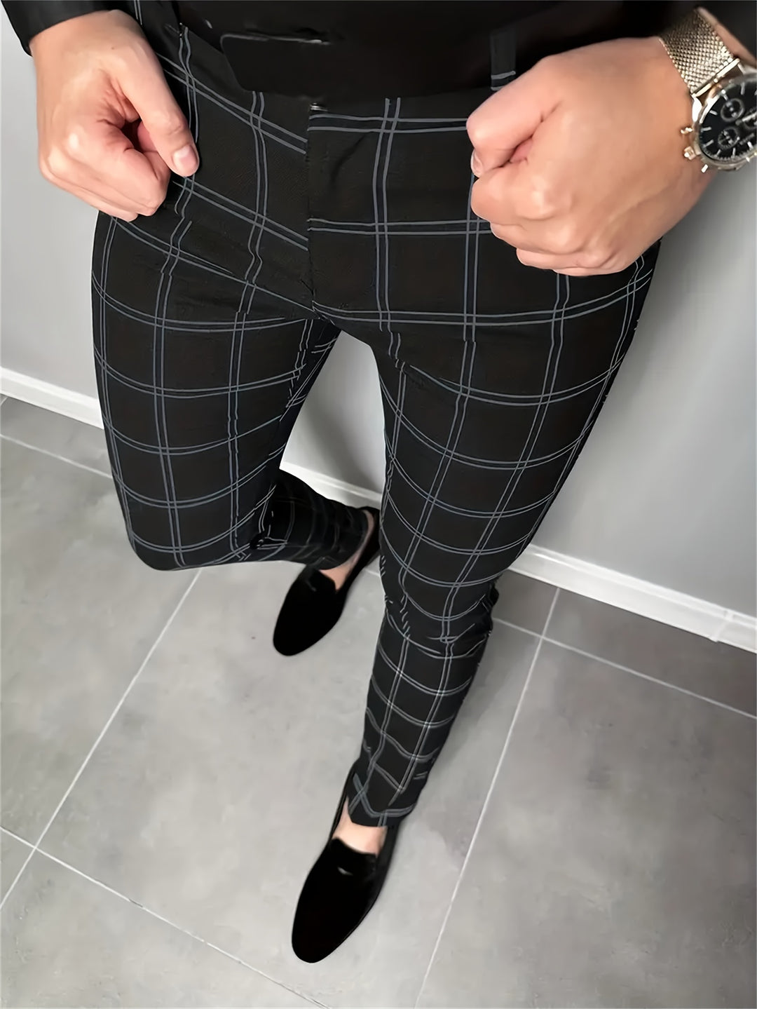 Ellison | Slim-Fit Checked Trousers