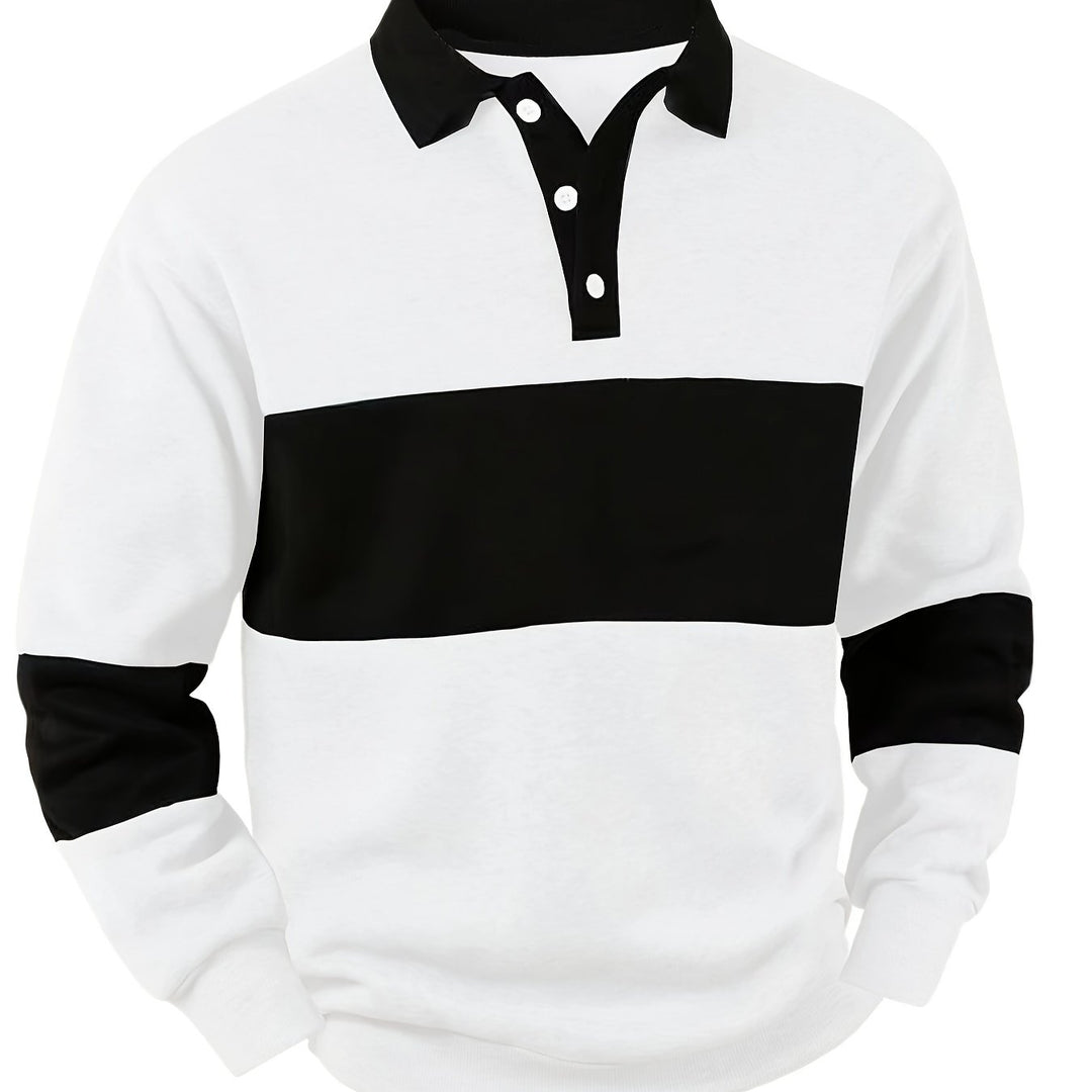 Nolan | Colour-Block Long Sleeve Polo Shirt