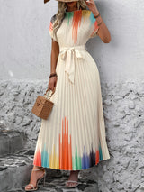Miriam | Belted Pleated Maxi Dress