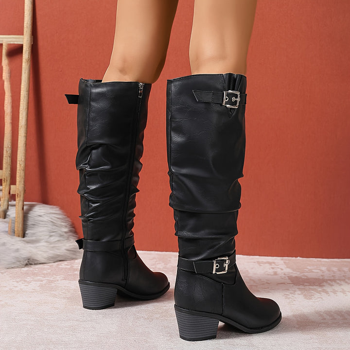 Rosalind | Slouch Buckle Knee-High Boots
