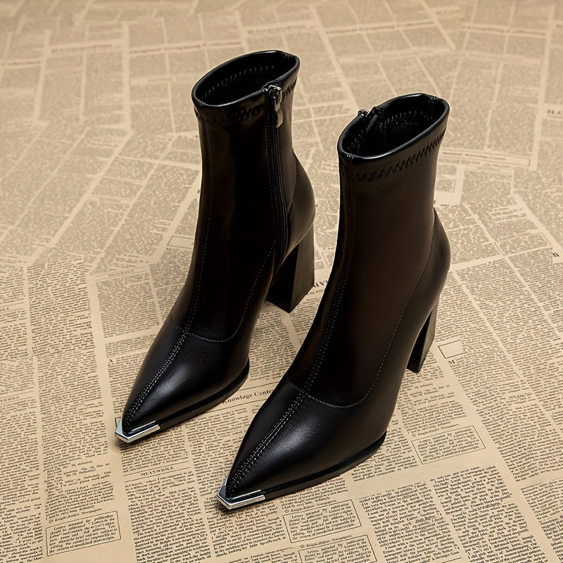 Noelani | Pointed-Toe Block Heel Ankle Boots