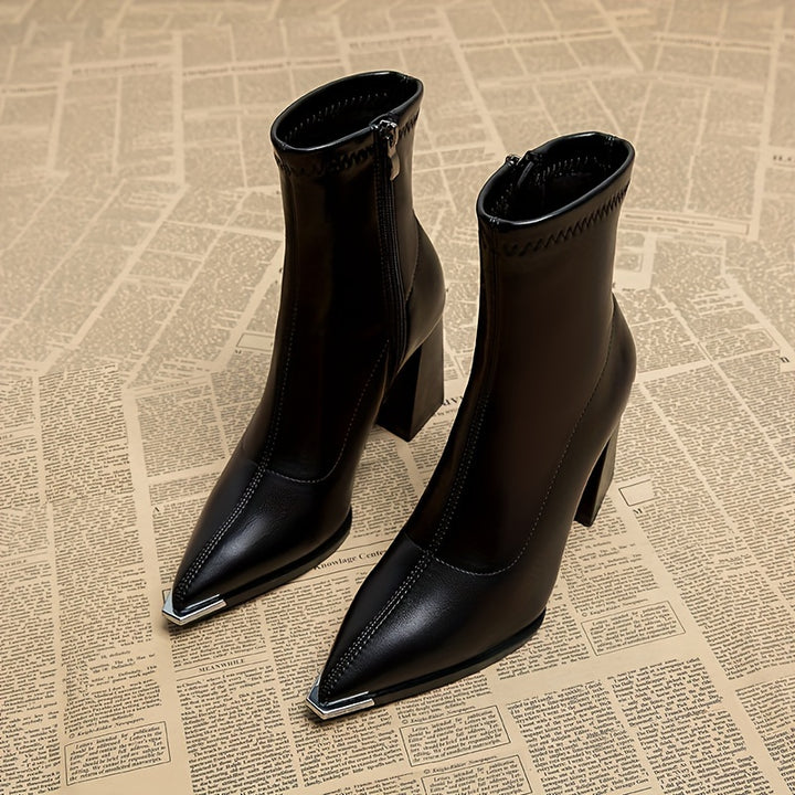 Noelani | Pointed-Toe Block Heel Ankle Boots