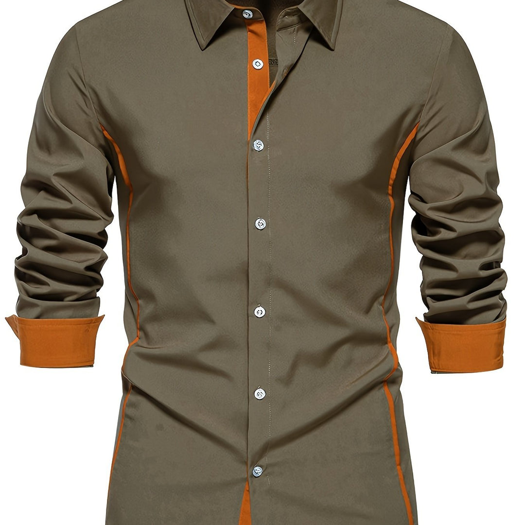Dorian | Contrast-Trim Long Sleeve Shirt