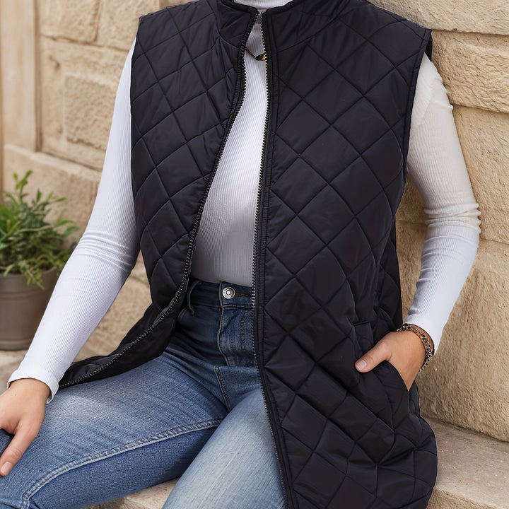 Corinne | Diamond-Quilted Longline Gilet