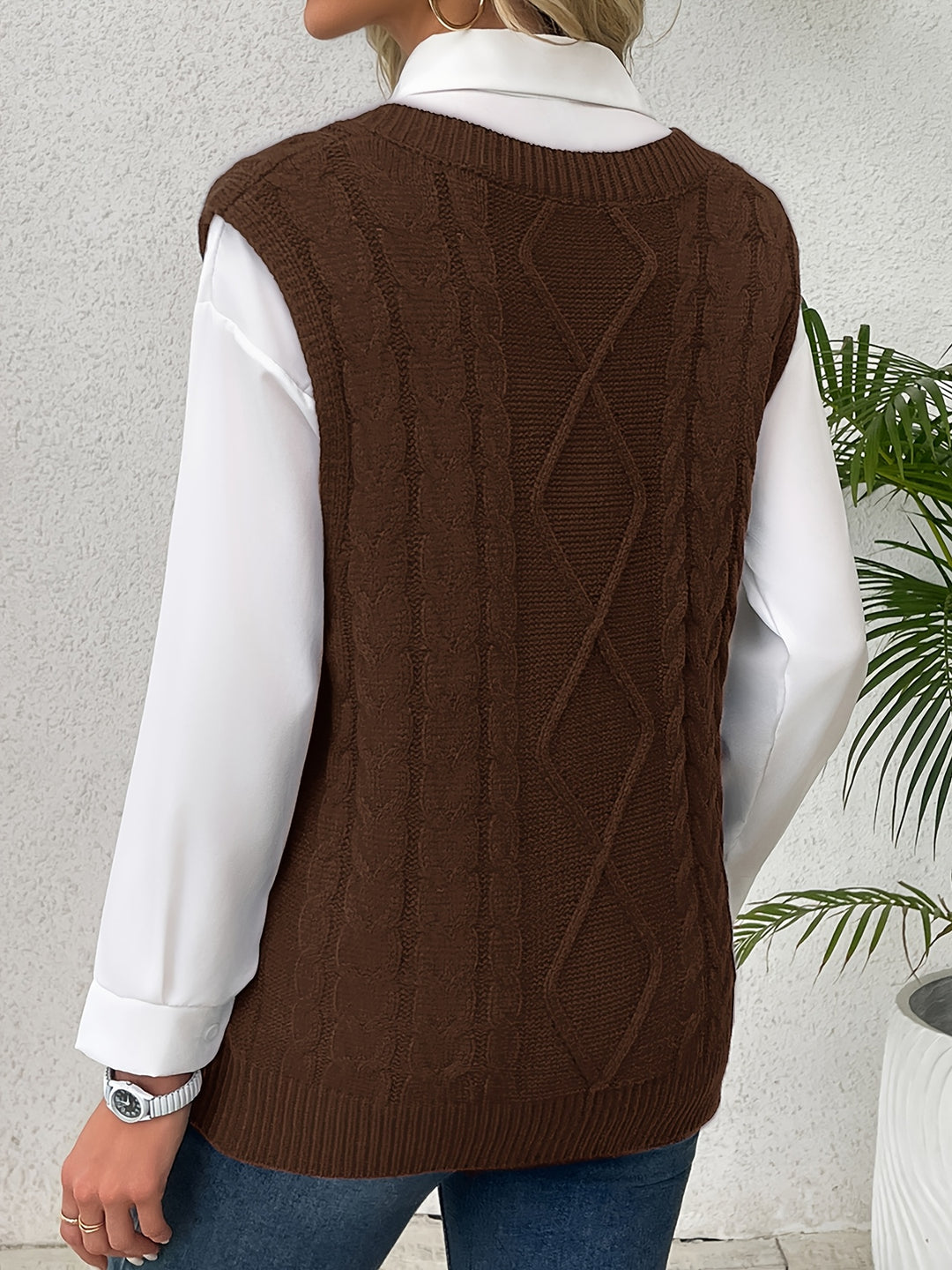 Colleen | Cable-Knit V-Neck Sweater Vest