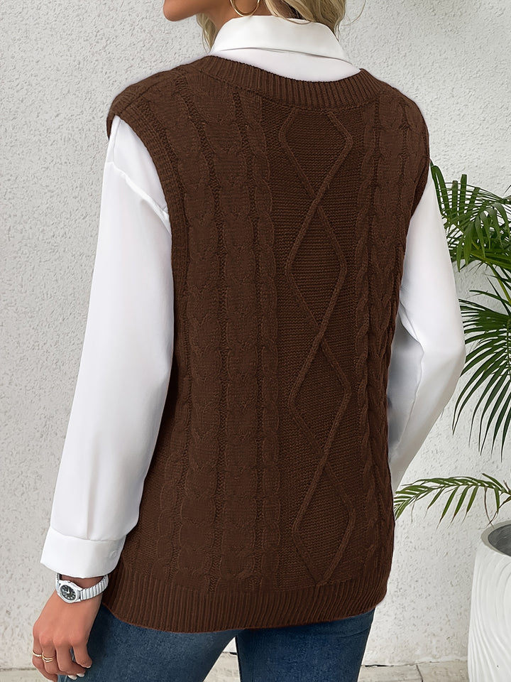 Colleen | Cable-Knit V-Neck Sweater Vest