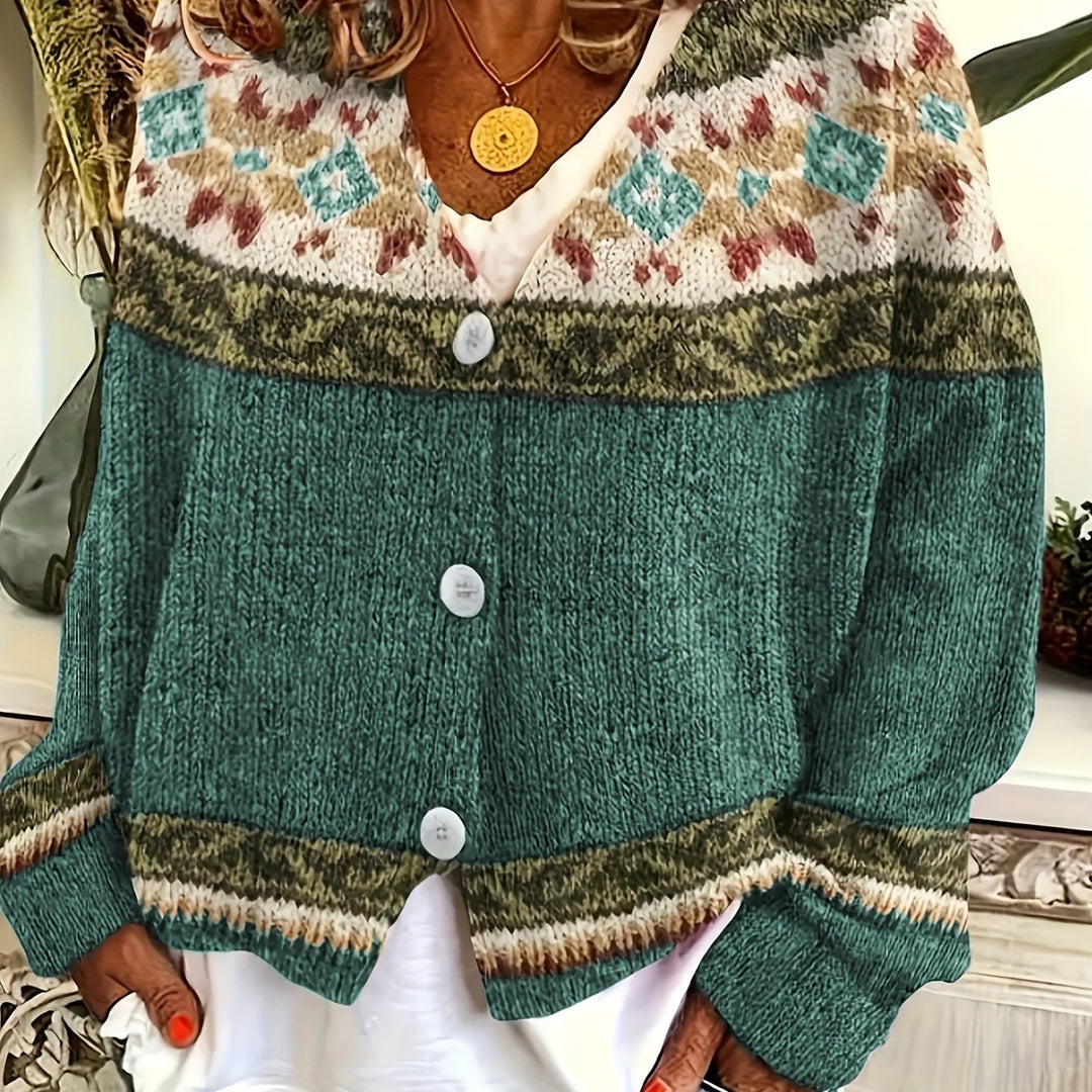 Fiona | Patterned Button-Front Cardigan