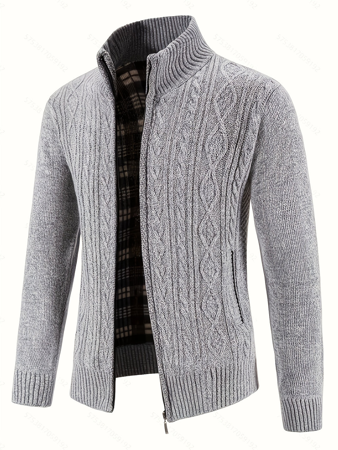 Edmund | Textured Stand-Collar Zip Cardigan
