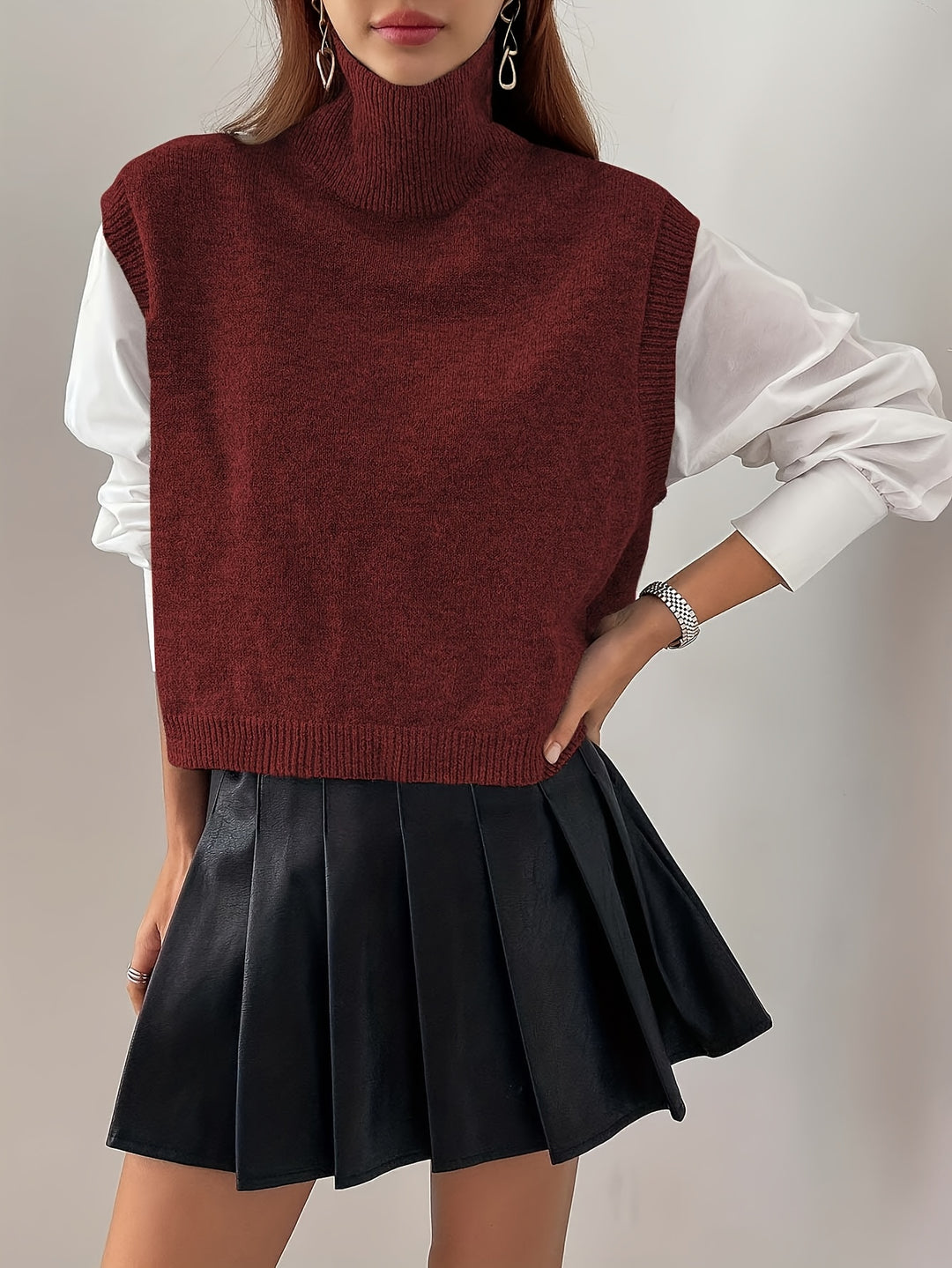 Eloise | High-Neck Sleeveless Sweater Vest