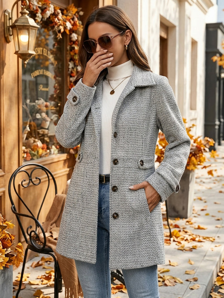 Kendra | Waist-Defining Herringbone Coat