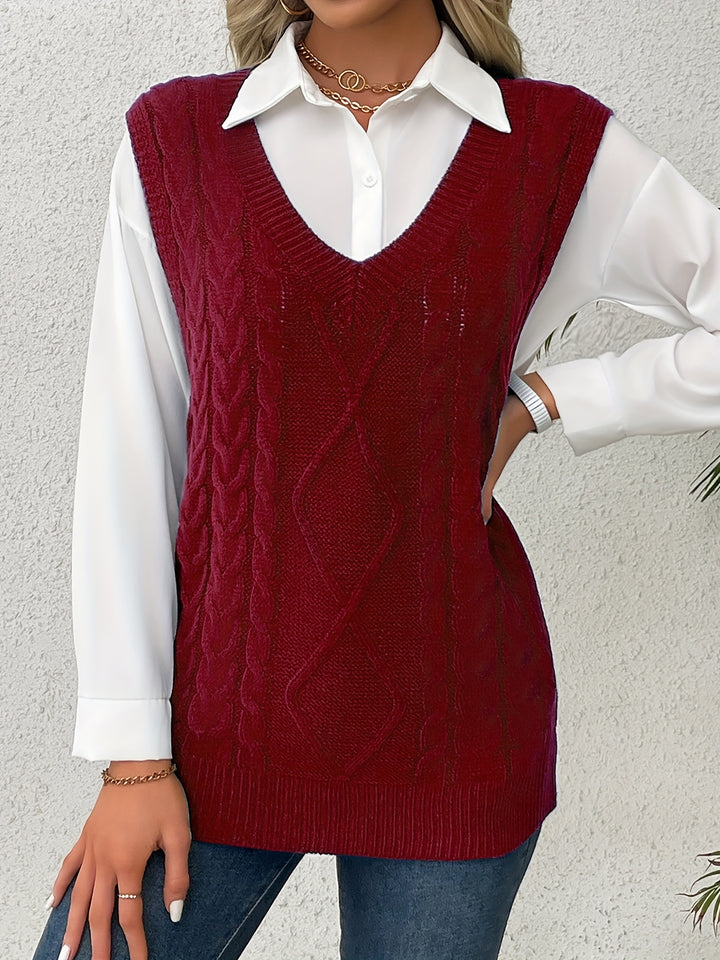 Colleen | Cable-Knit V-Neck Sweater Vest
