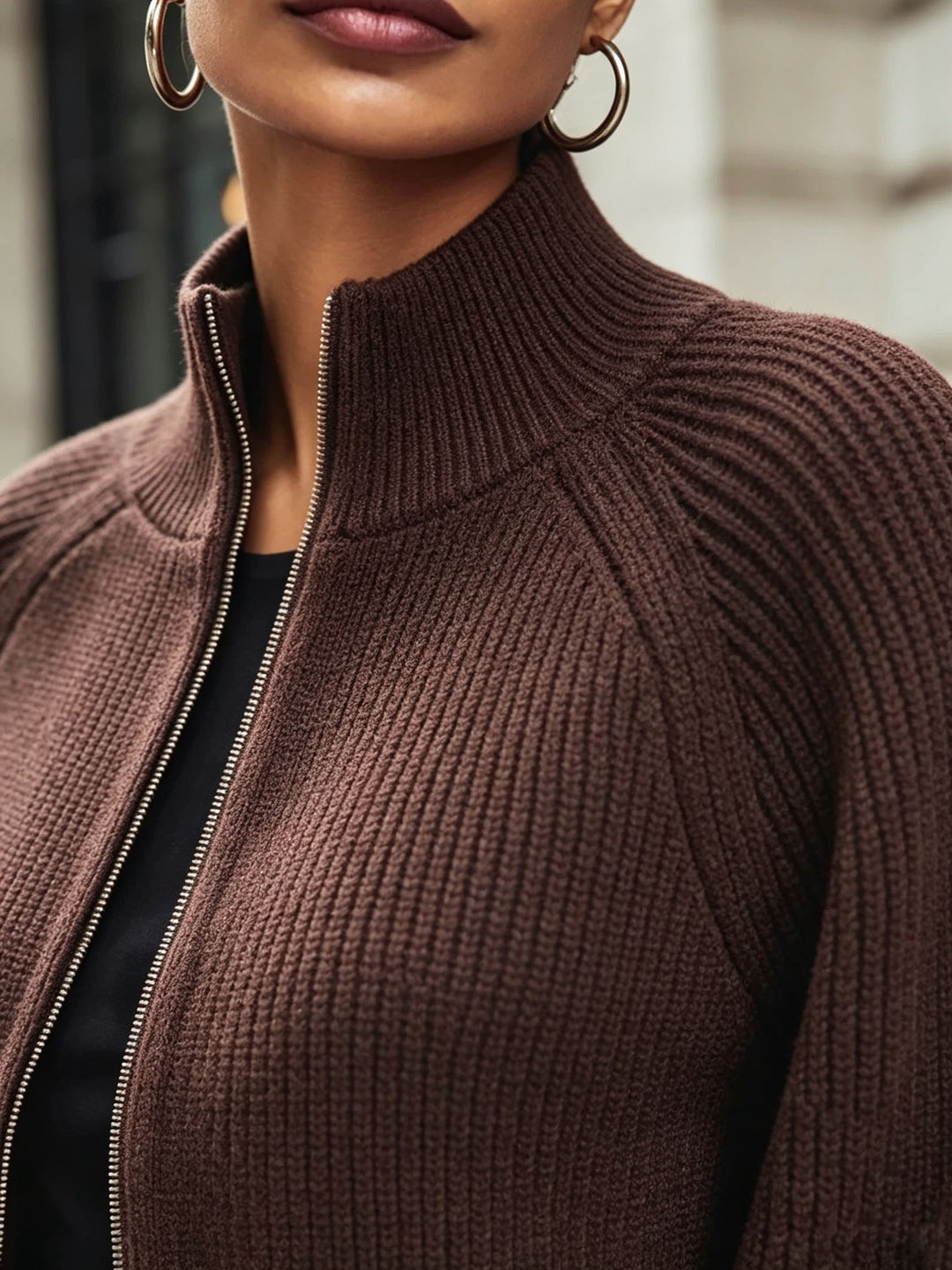 Anthea | Cropped Zip-Up Cardigan