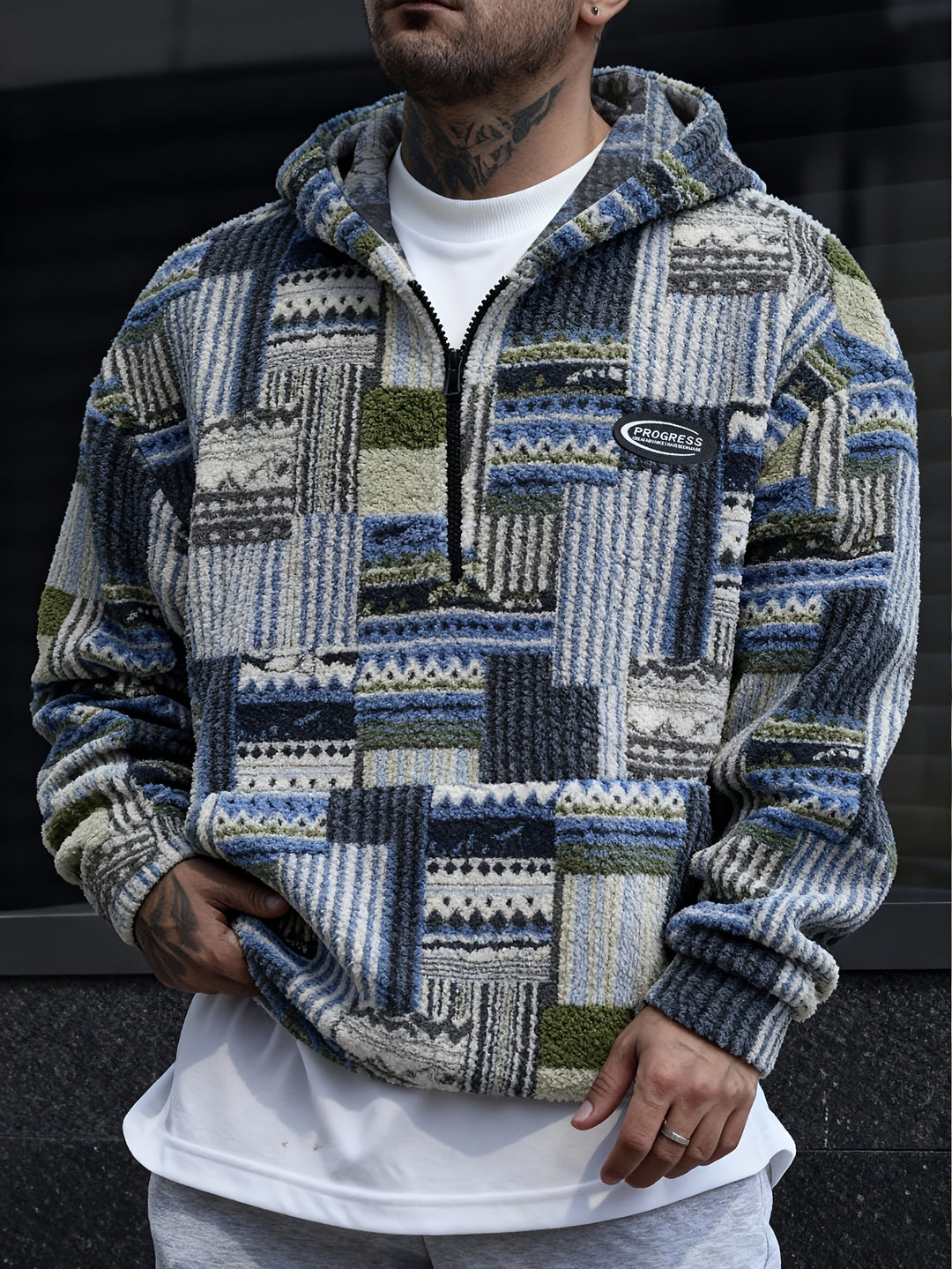 Desmond | Cosy Patterned Half-Zip Pullover