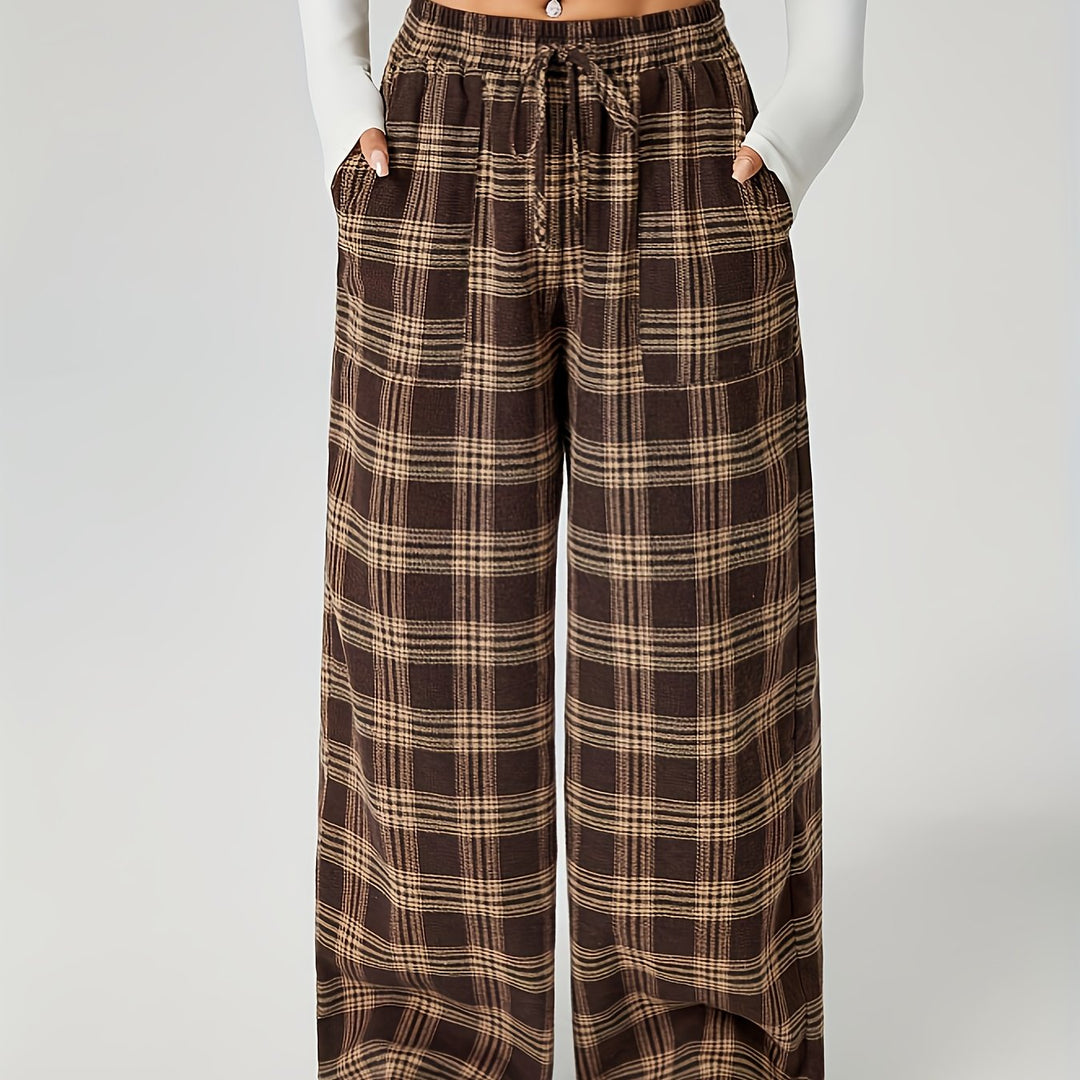 Bonnie | Checked Wide-Leg Trousers