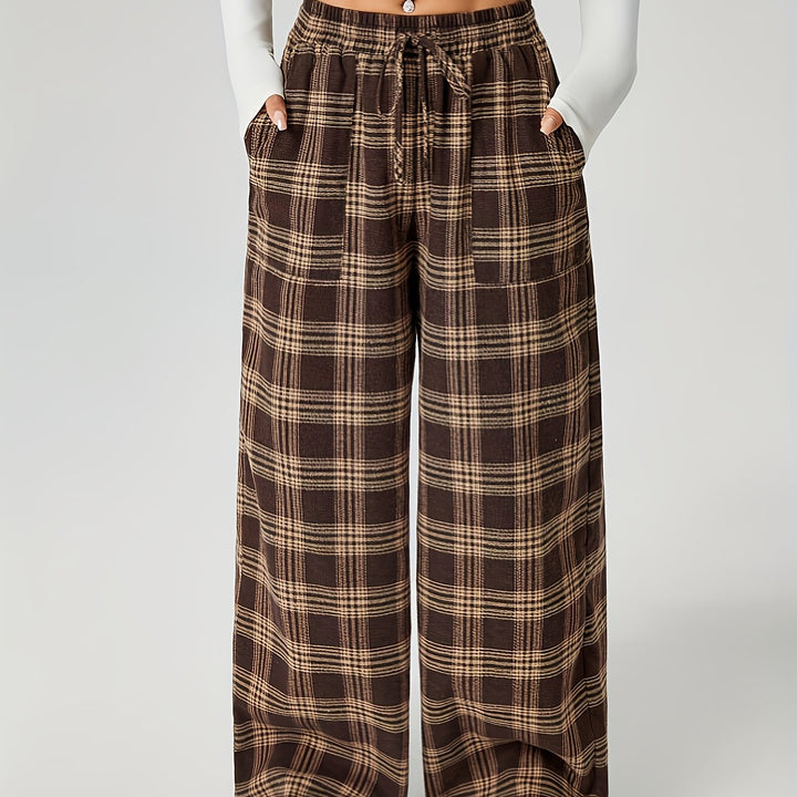 Bonnie | Checked Wide-Leg Trousers