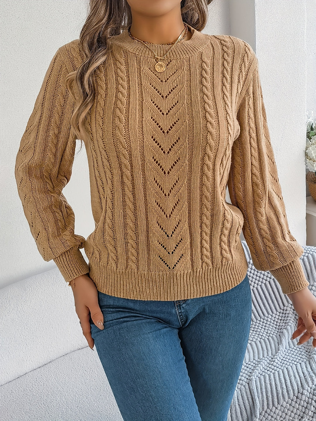 Heather | Textured Cable-Knit Jumper