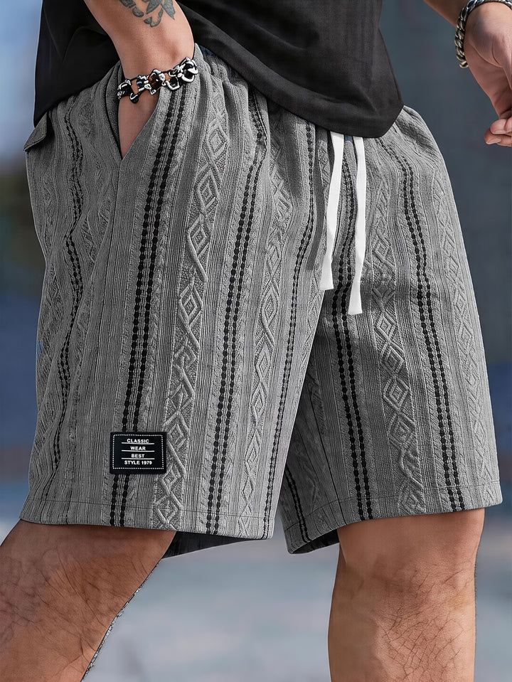 Conall | Classic Geometric Knit Drawstring Shorts