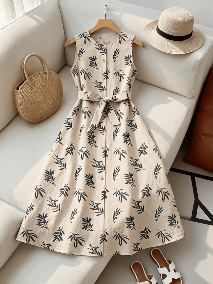 Constance | Belted Sleeveless Midi Dress