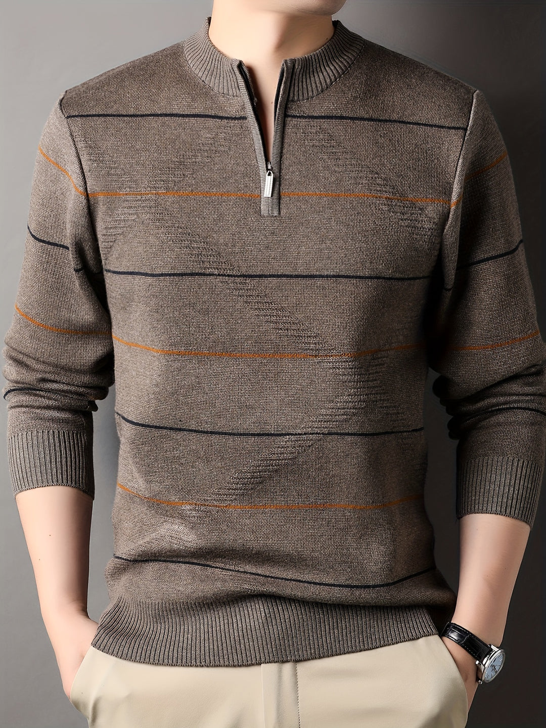 Tristan | Half-Zip Ribbed Knit Sweater
