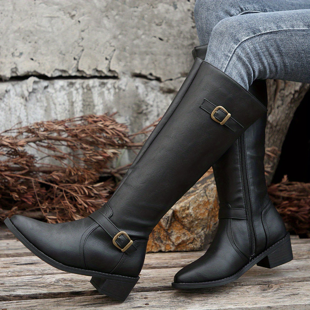 Simone | Classic Buckle Knee-High Boots