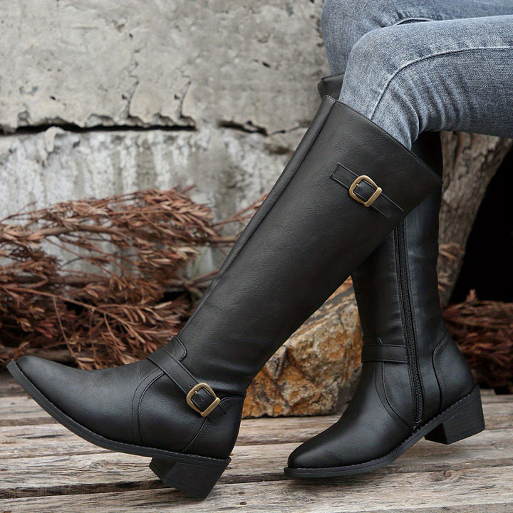 Simone | Classic Buckle Knee-High Boots