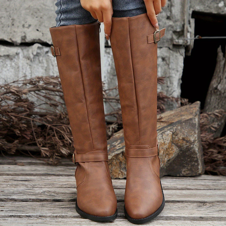 Simone | Classic Buckle Knee-High Boots