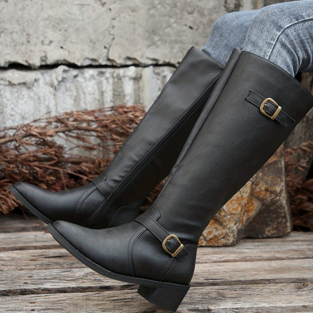 Simone | Classic Buckle Knee-High Boots