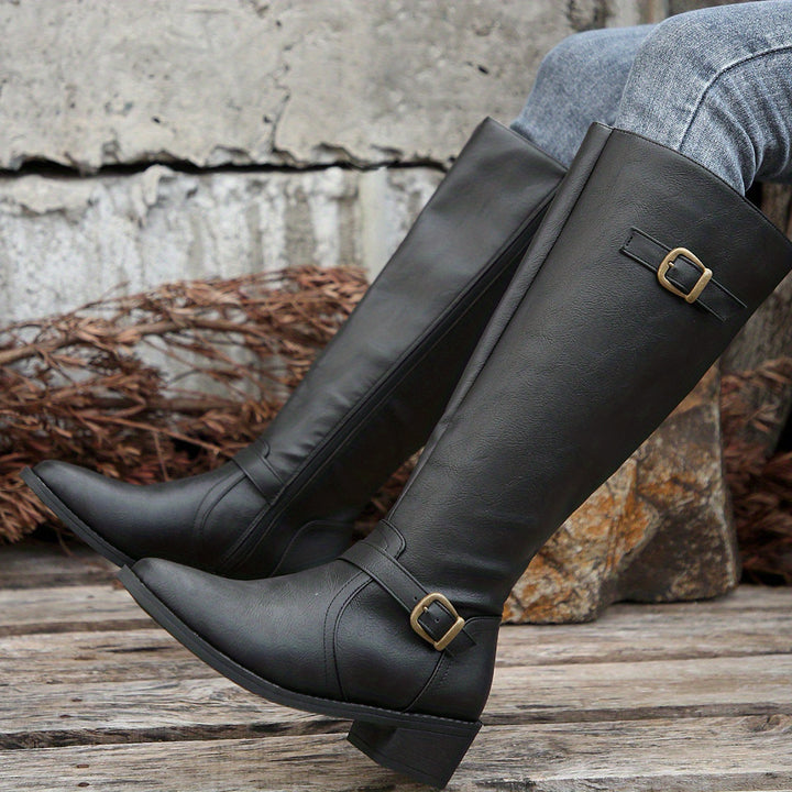 Simone | Classic Buckle Knee-High Boots