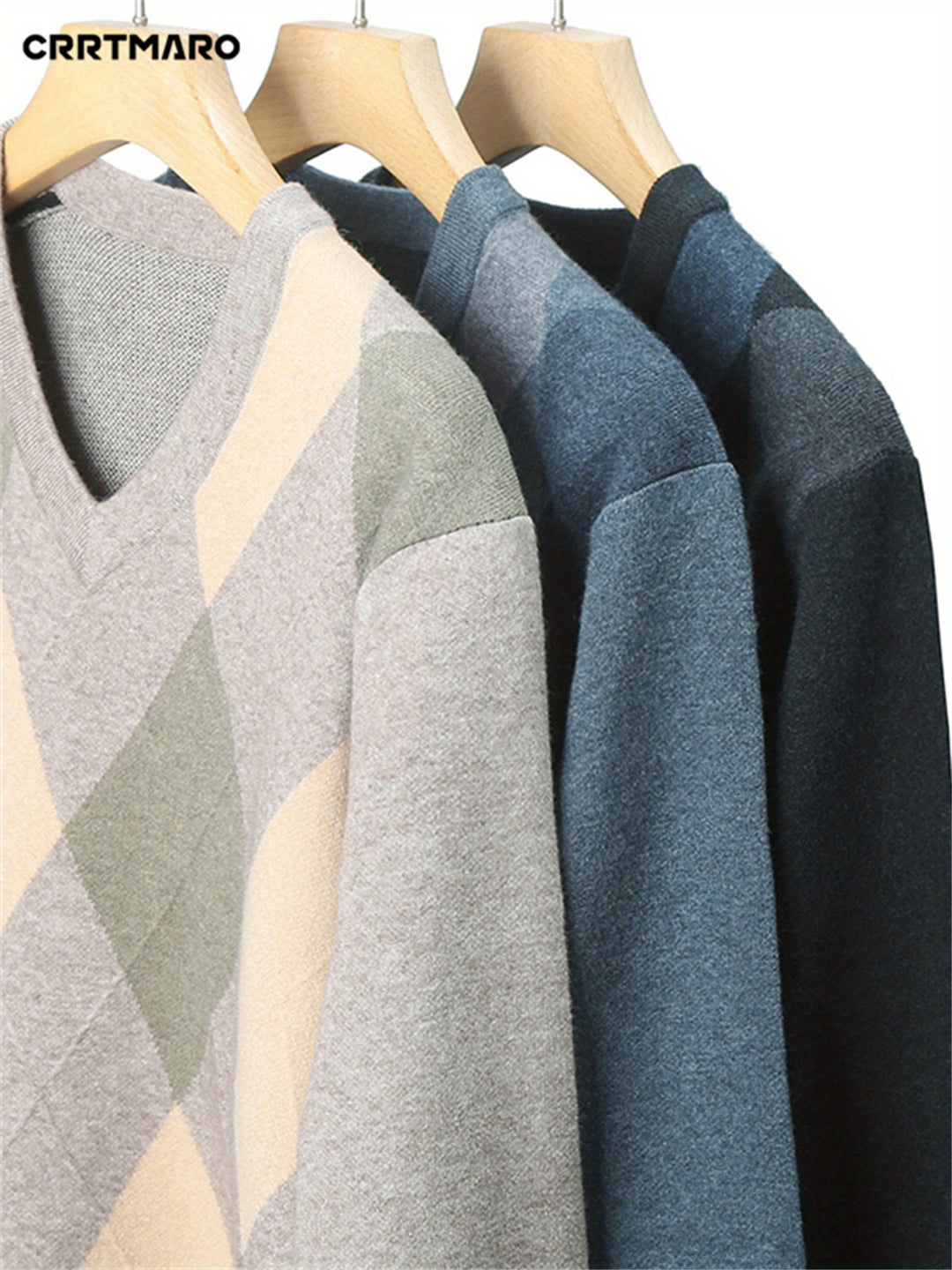 Ellis | V-Neck Argyle Sweater