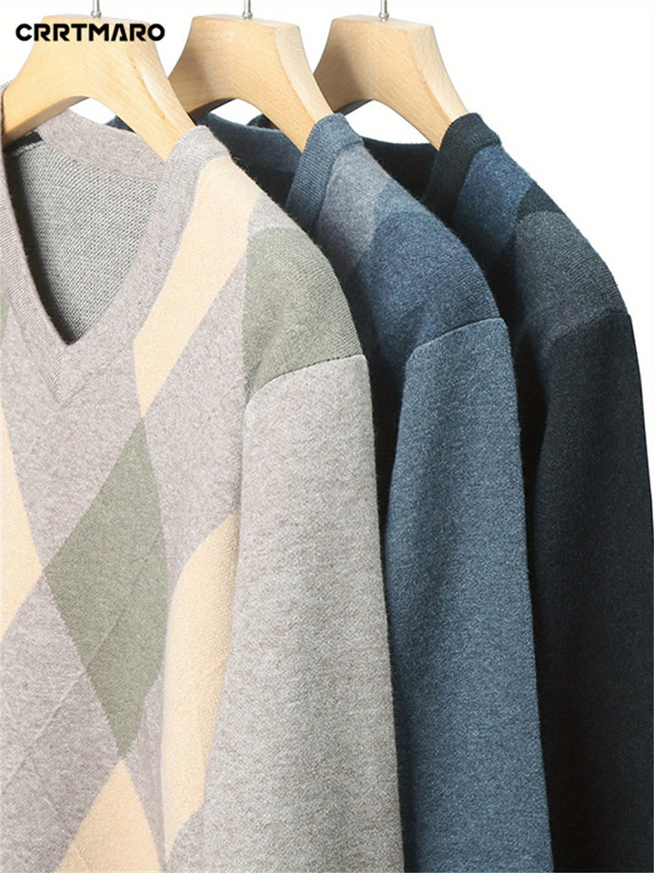 Ellis | V-Neck Argyle Sweater