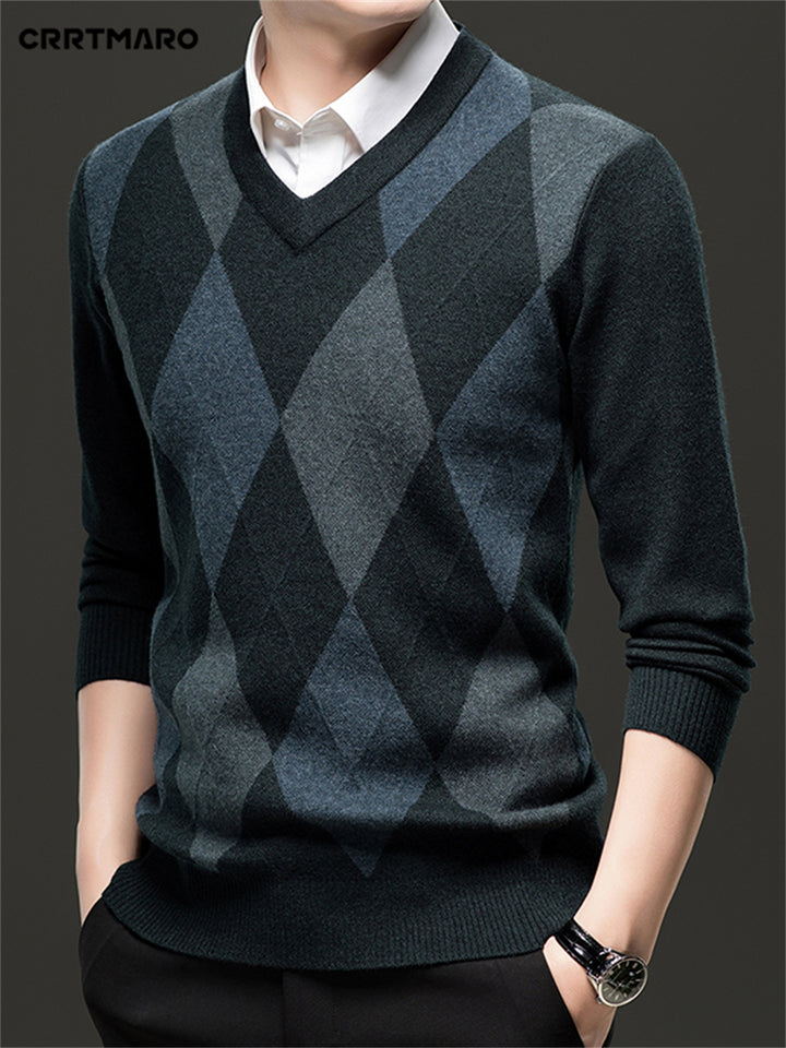 Ellis | V-Neck Argyle Sweater