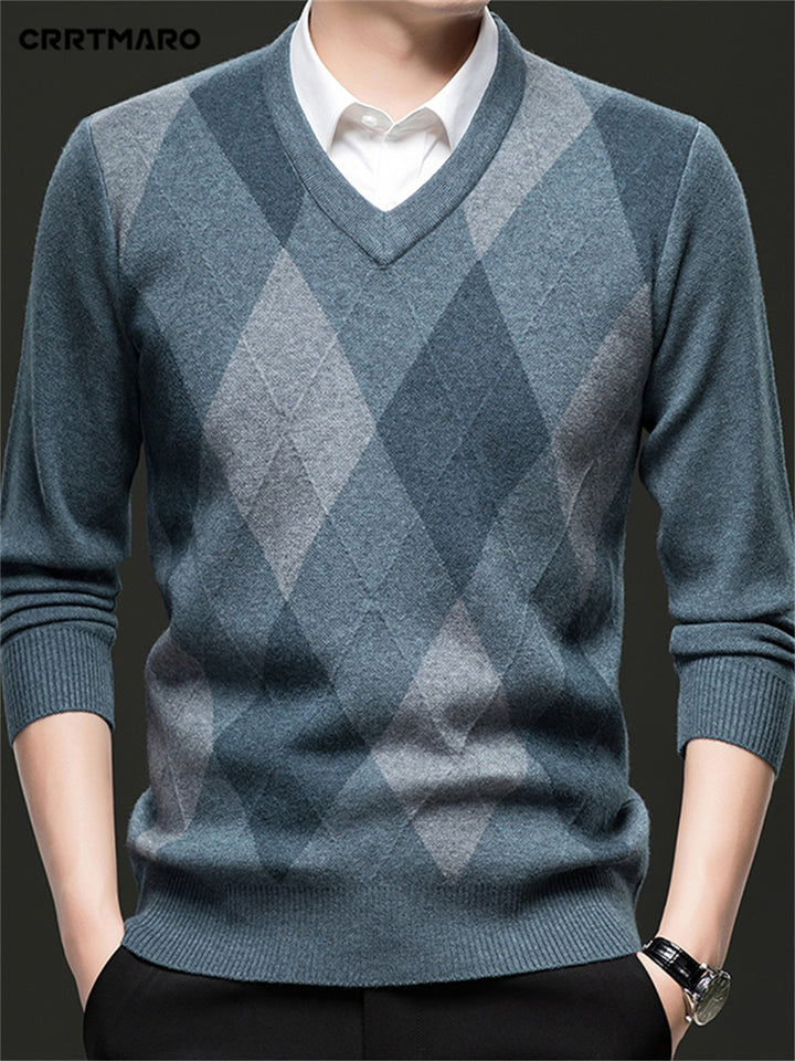 Ellis | V-Neck Argyle Sweater