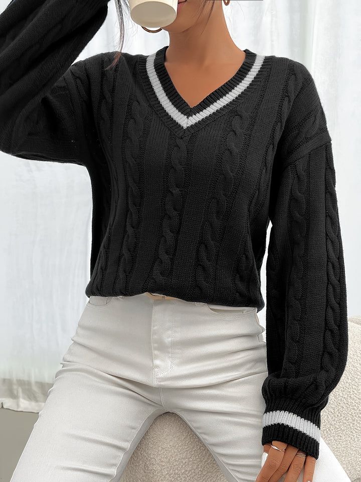 Hattie | Cable-Knit V-Neck Jumper