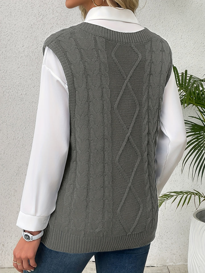 Colleen | Cable-Knit V-Neck Sweater Vest