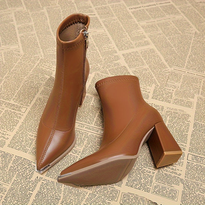 Noelani | Pointed-Toe Block Heel Ankle Boots