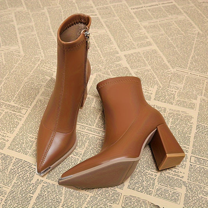 Noelani | Pointed-Toe Block Heel Ankle Boots