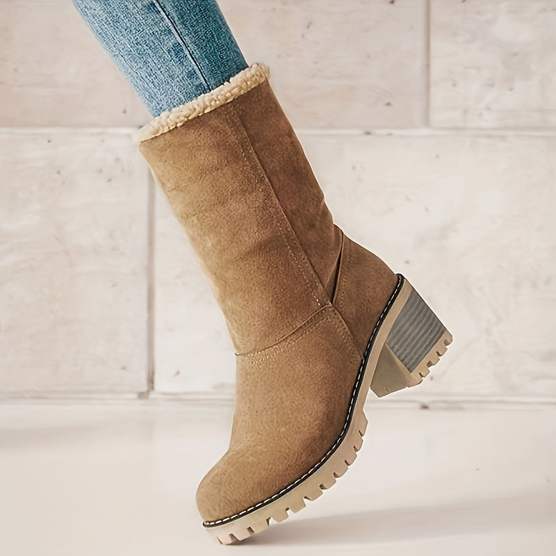 Priscilla | Cosy Cuffed Block-Heel Ankle Boots