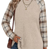 Audrey | Ribbed Check-Sleeve Top