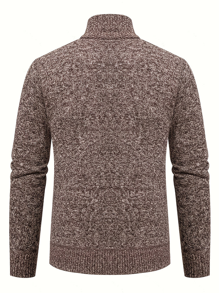 Edmund | Textured Stand-Collar Zip Cardigan