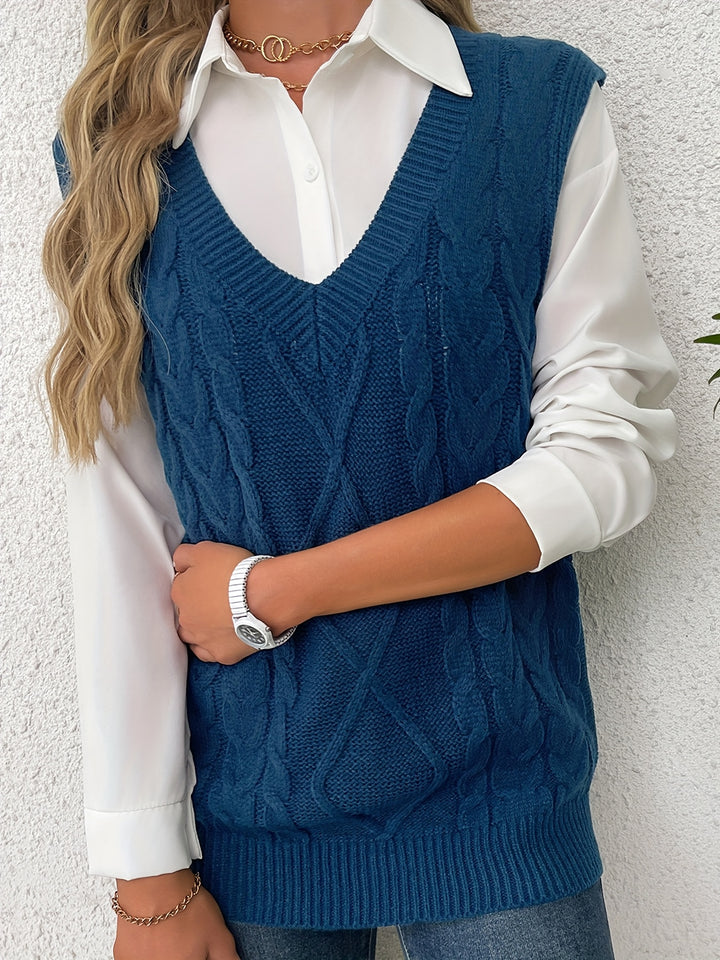 Colleen | Cable-Knit V-Neck Sweater Vest
