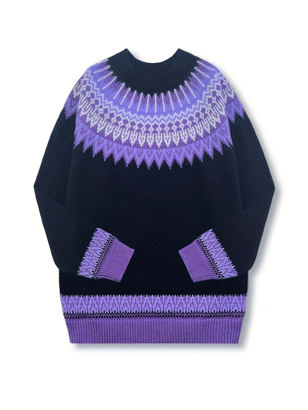 Sylvia | Chunky Jacquard Round Neck Sweater